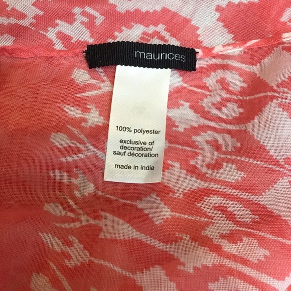 NWOT Maurices Boho Coral Orange/red Fringe Tassel Trim Swimsuit Coverup One Size - Picture 7 of 7